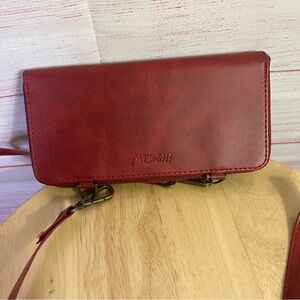 Megshi‎ Burnt Red Crossbody Wallet